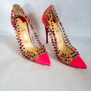 Christian Louboutin Spike Me Rainbow Patent PVC Clear High Heel Pumps EU 41 9.5